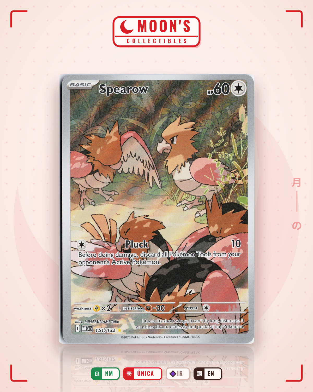 Carta Pokémon Spearow · Mega Evolution #151/132 (NM) — pieza única en Moon's Collectibles México