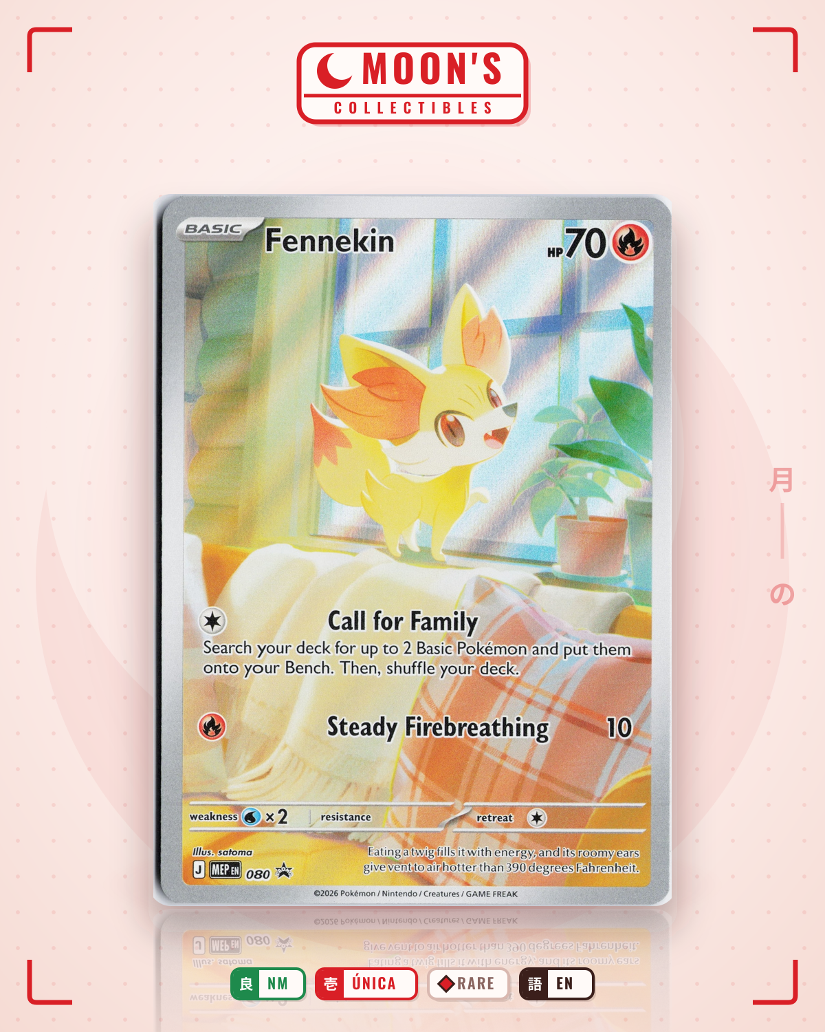 Carta Pokémon Fennekin · Mega Evolution Black Star Promos #080 (NM) — pieza única en Moon's Collectibles México