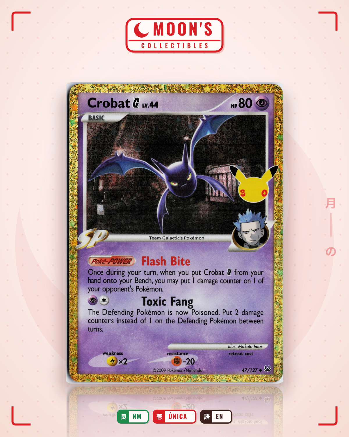 Carta Pokémon Crobat G · Platinum #47/127 (NM) — pieza única en Moon's Collectibles México