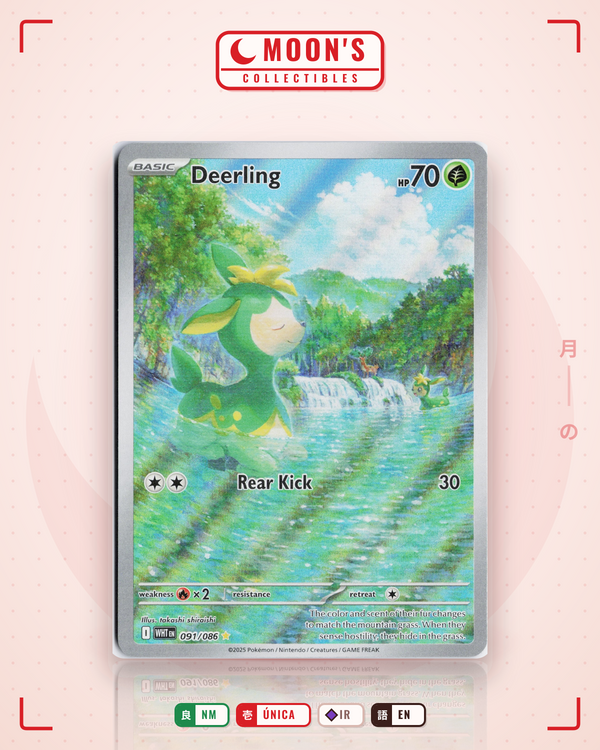 Carta Pokémon Deerling · White Flare #091/086 (NM) — pieza única en Moon's Collectibles México