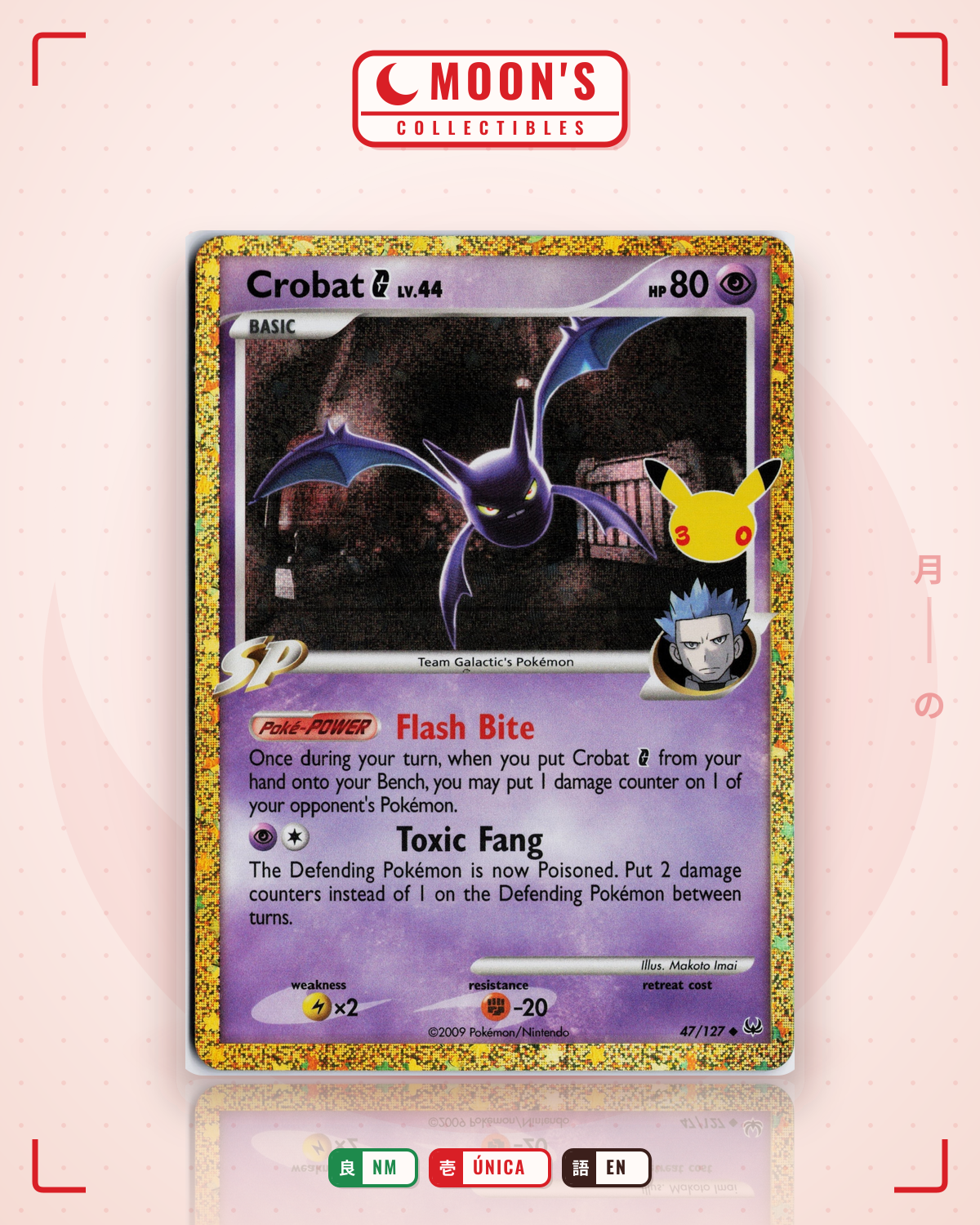 Carta Pokémon Crobat G · Platinum #47/127 (NM) — pieza única en Moon's Collectibles México