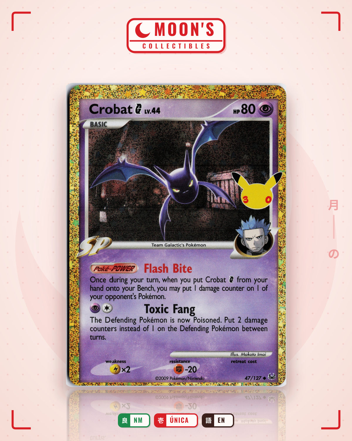 Carta Pokémon Crobat G · Platinum #47/127 (NM) — pieza única en Moon's Collectibles México