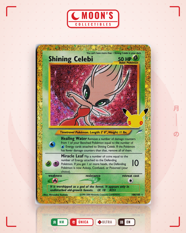 Carta Pokémon Shining Celebi · 30th Celebration: Classic Collection #106/105 (NM) — pieza única en Moon's Collectibles México