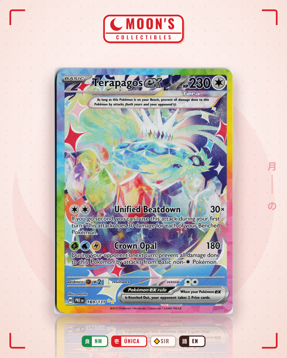 Carta Pokémon Terapagos ex · Prismatic Evolutions #169/131 (NM) — pieza única en Moon's Collectibles México