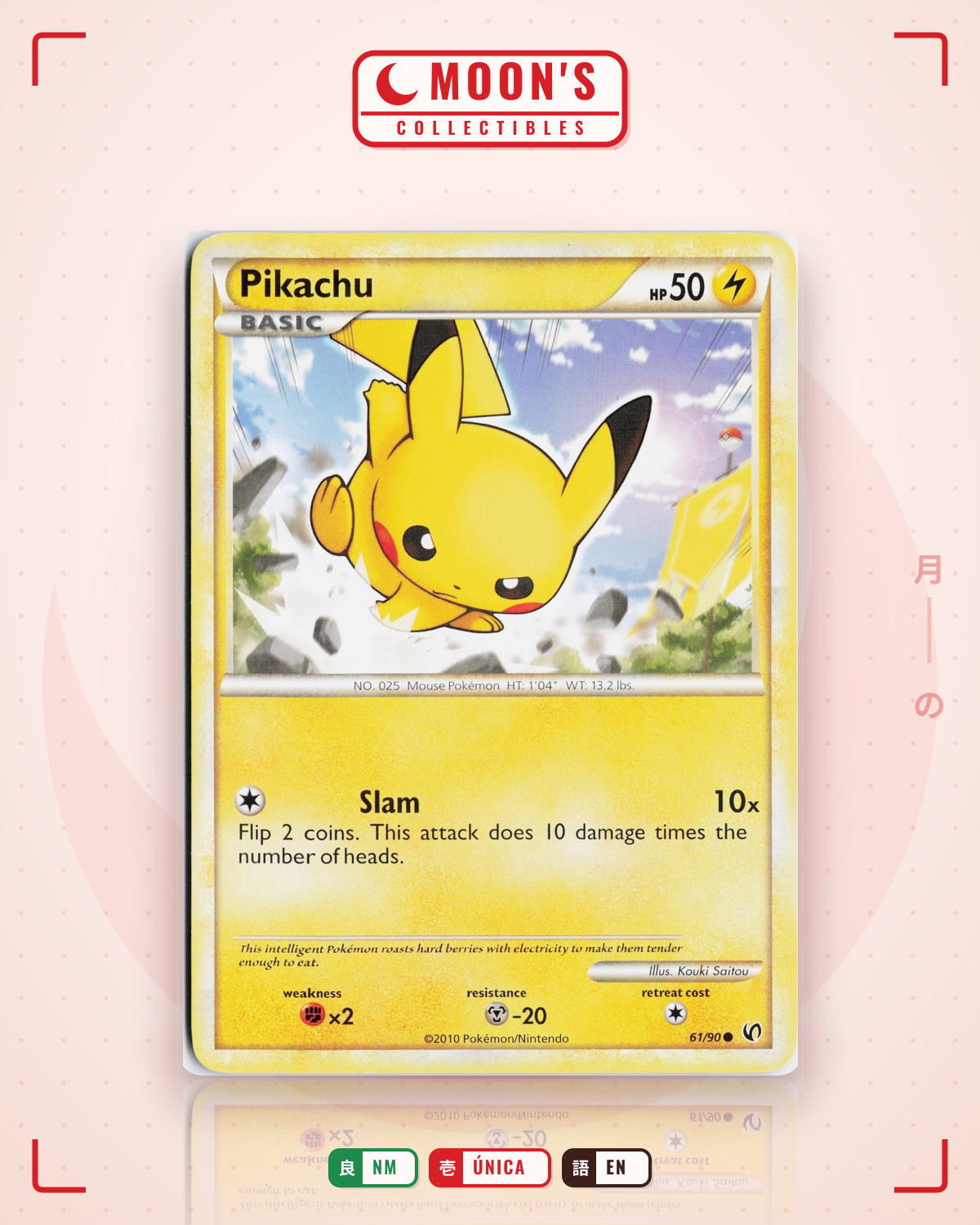 Carta Pokémon Pikachu · HS—Undaunted #61/90 (NM) — pieza única en Moon's Collectibles México