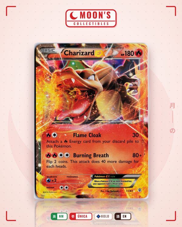 Carta Pokémon Charizard-EX · Generations #11/83 (NM) — pieza única en Moon's Collectibles México