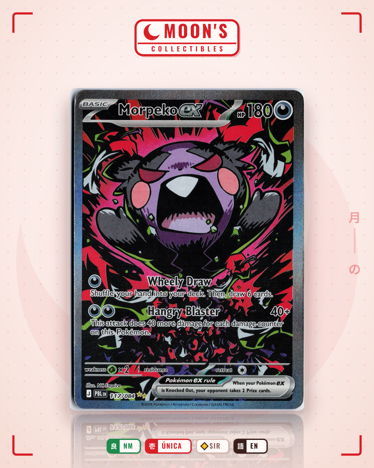 Carta Pokémon Morpeko ex · Pitch Black #117/084 (NM) — pieza única en Moon's Collectibles México