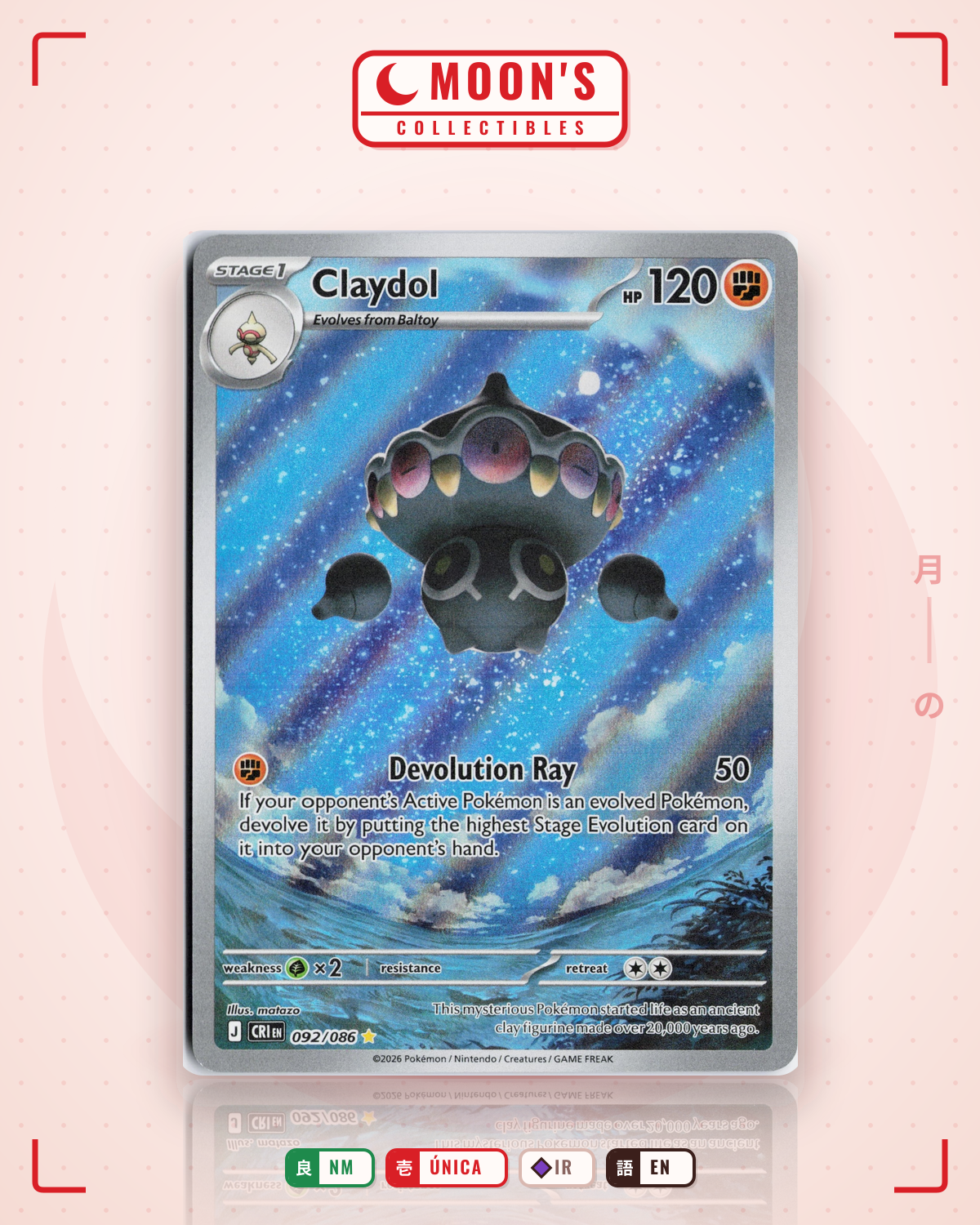 Carta Pokémon Claydol · Chaos Rising #092/086 (NM) — pieza única en Moon's Collectibles México