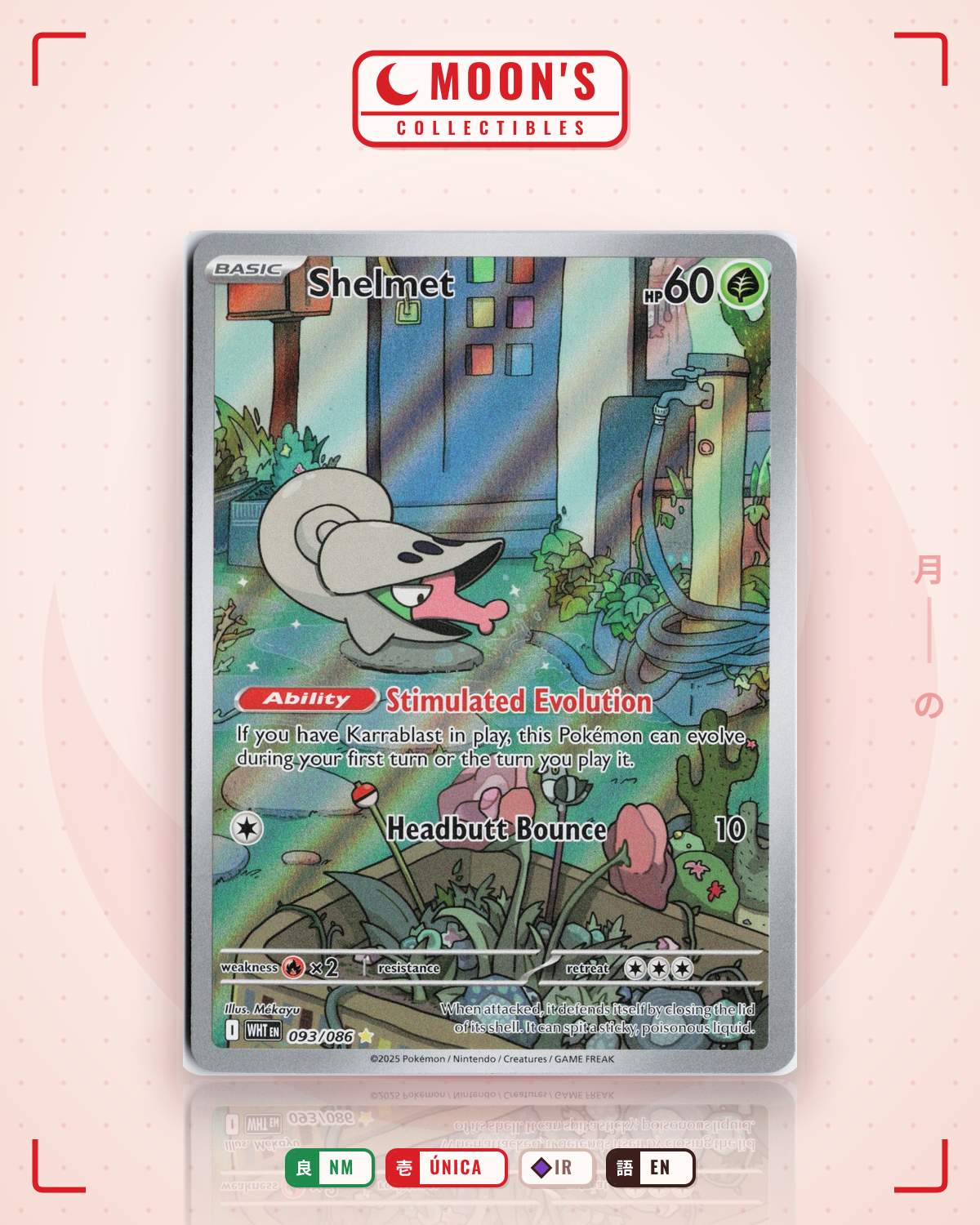 Carta Pokémon Shelmet · White Flare #093/086 (NM) — pieza única en Moon's Collectibles México