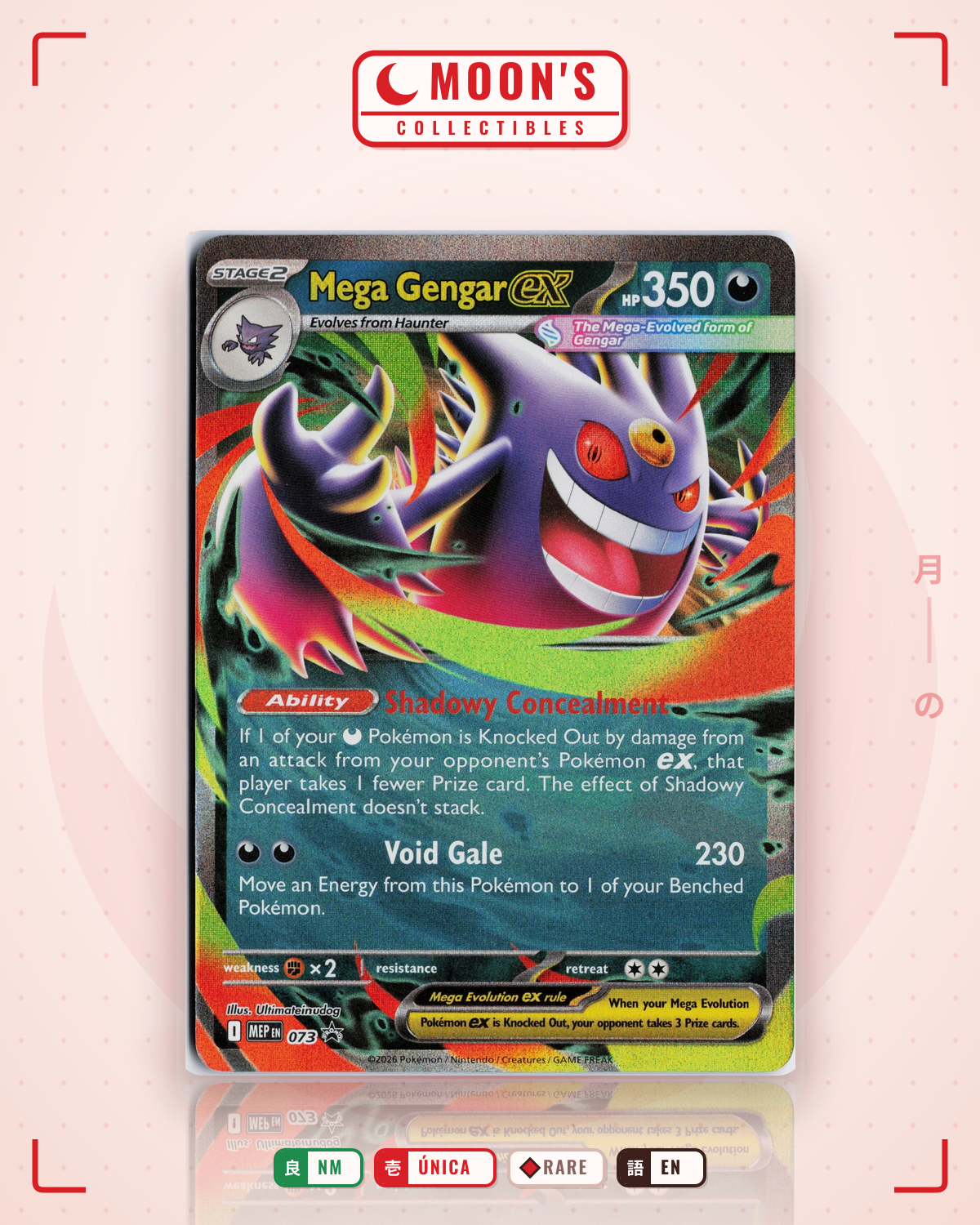 Carta Pokémon Mega Gengar ex · Mega Evolution Black Star Promos #073 (NM) — pieza única en Moon's Collectibles México