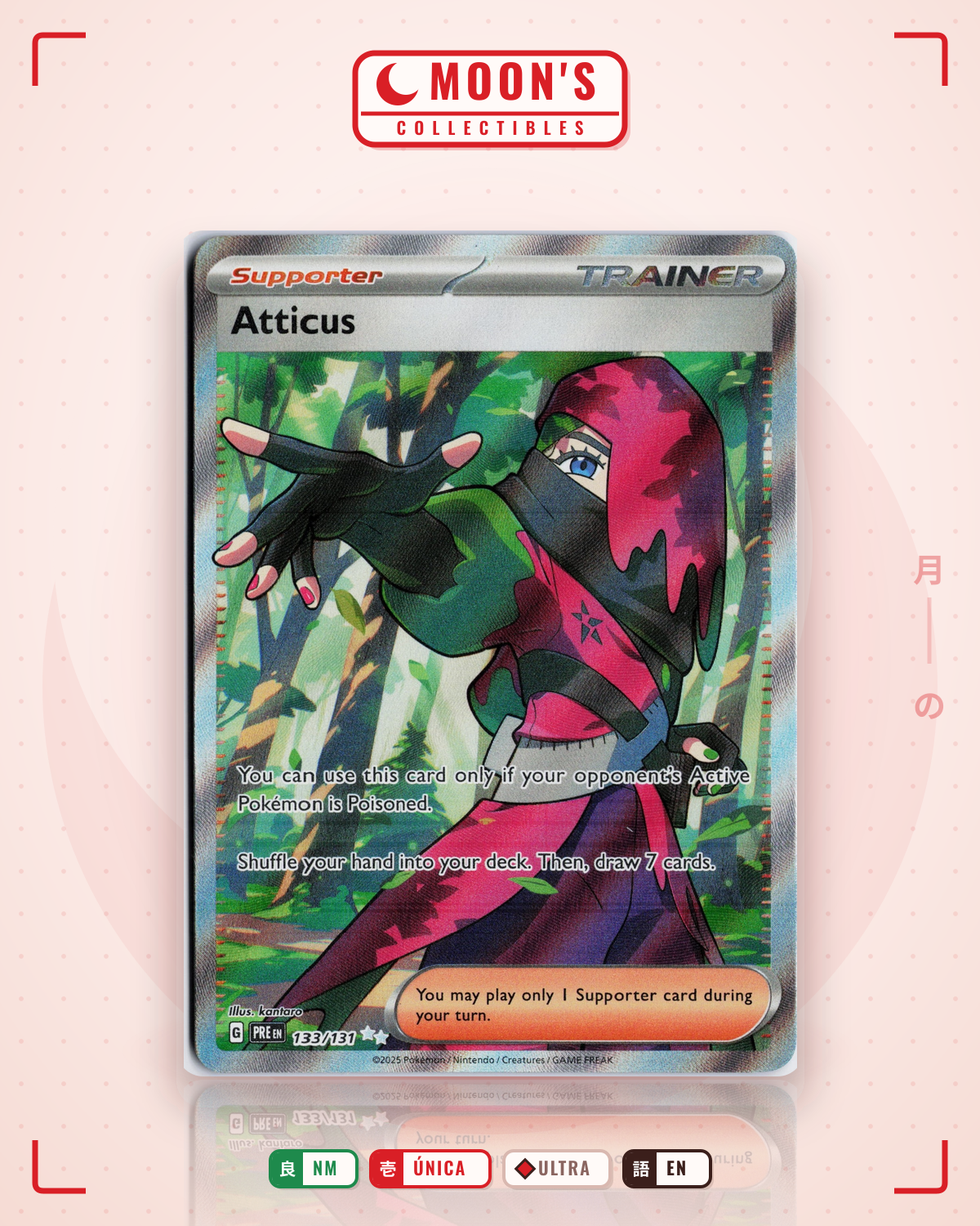 Carta Pokémon Atticus · Prismatic Evolutions #133/131 (NM) — pieza única en Moon's Collectibles México