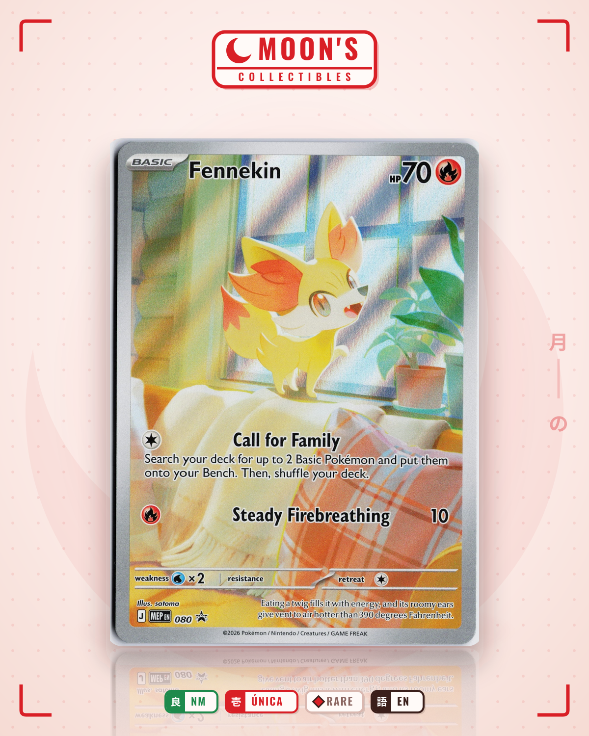 Carta Pokémon Fennekin · Mega Evolution Black Star Promos #080 (NM) — pieza única en Moon's Collectibles México