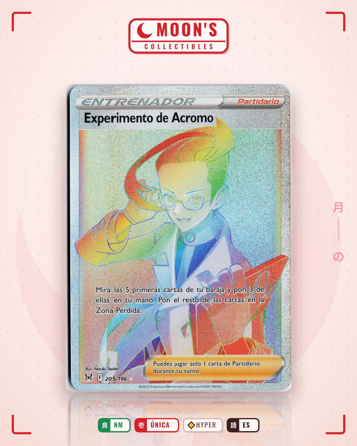Carta Pokémon Colress's Experiment · Lost Origin #205/196 (NM) — pieza única en Moon's Collectibles México