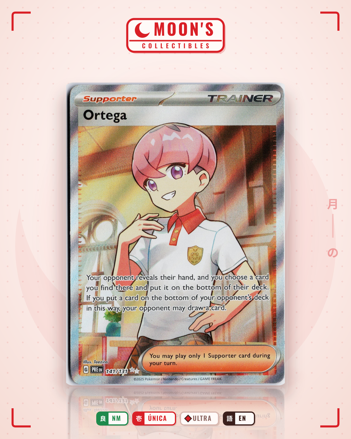Carta Pokémon Ortega · Prismatic Evolutions #141/131 (NM) — pieza única en Moon's Collectibles México