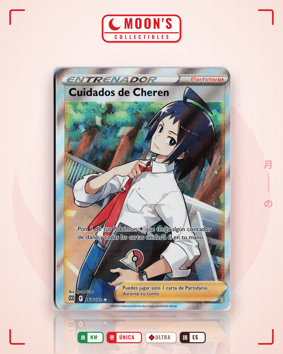Carta Pokémon Cheren's Care · Brilliant Stars #168/172 (NM) — pieza única en Moon's Collectibles México
