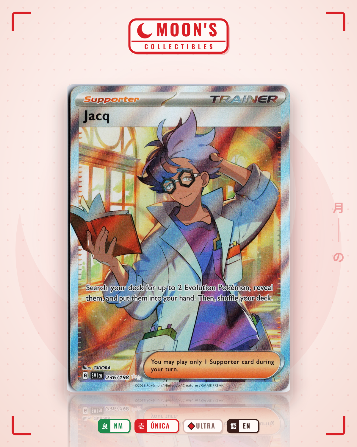 Carta Pokémon Jacq · Scarlet & Violet #236/198 (NM) — pieza única en Moon's Collectibles México