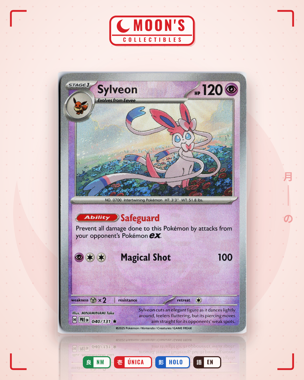 Carta Pokémon Sylveon · Prismatic Evolutions #040/131 (NM) — pieza única en Moon's Collectibles México