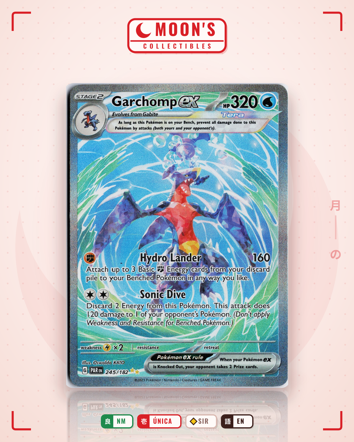 Carta Pokémon Garchomp ex · Paradox Rift #245/182 (NM) — pieza única en Moon's Collectibles México