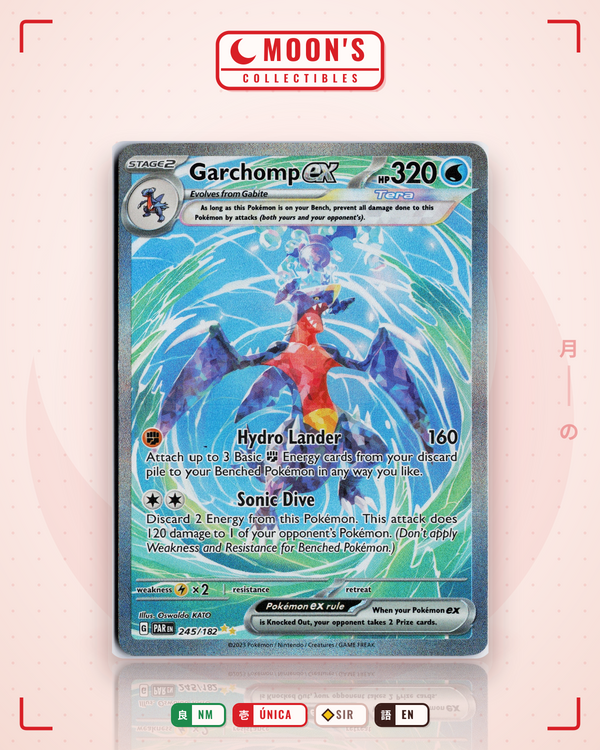 Carta Pokémon Garchomp ex · Paradox Rift #245/182 (NM) — pieza única en Moon's Collectibles México