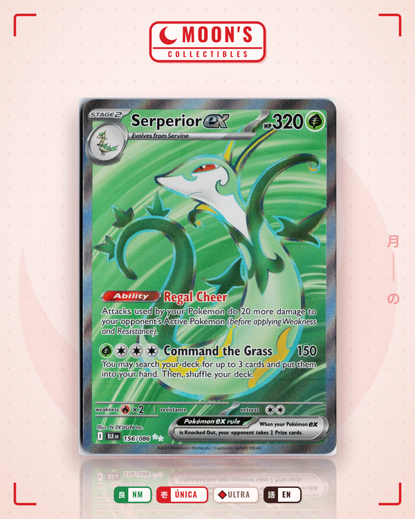 Carta Pokémon Serperior ex · Black Bolt #156/086 (NM) — pieza única en Moon's Collectibles México