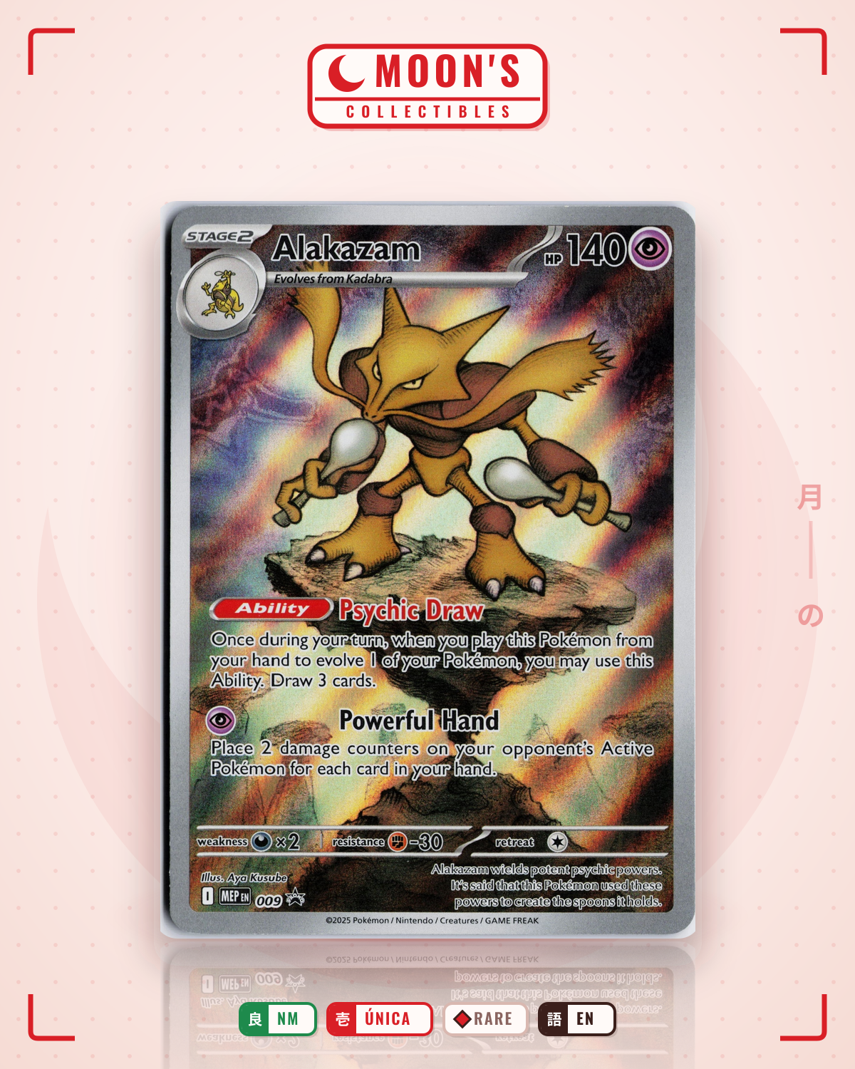 Carta Pokémon Alakazam · Mega Evolution Black Star Promos #009 (NM) — pieza única en Moon's Collectibles México