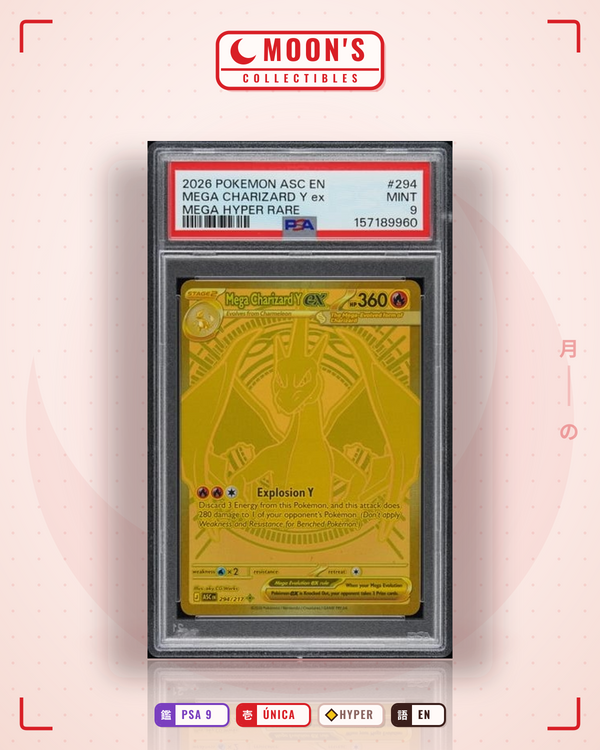 Carta Pokémon Mega Charizard Y ex · Ascended Heroes #294/217 (PSA 9) — pieza única en Moon's Collectibles México