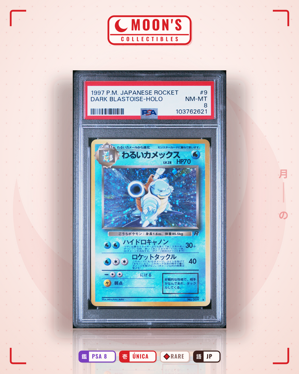 Carta Pokémon わるいカメックス · ロケット団 #No.009 (PSA 8) — pieza única en Moon's Collectibles México
