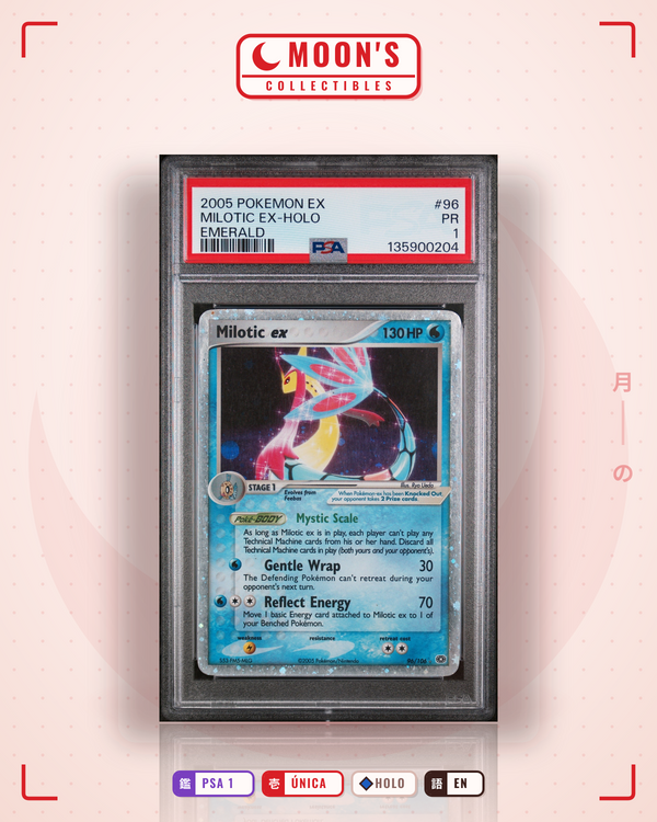 Carta Pokémon Milotic ex · Emerald #96/106 (PSA 1) — pieza única en Moon's Collectibles México