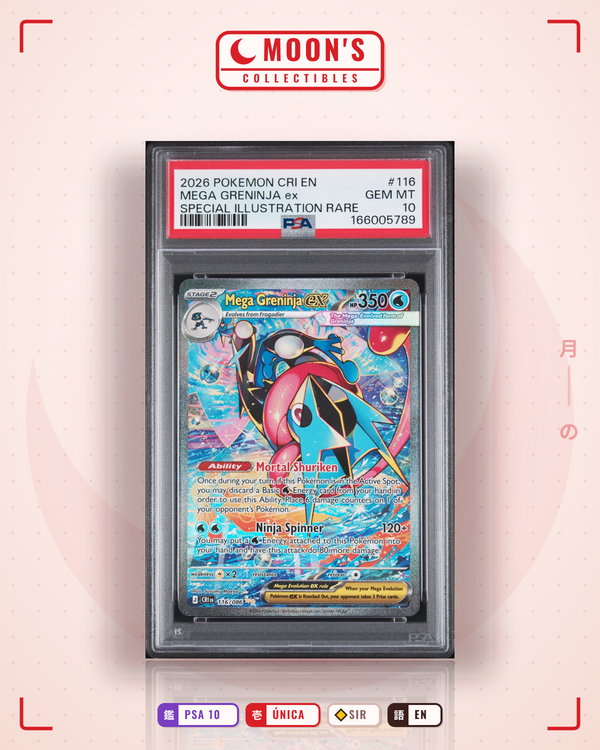 Carta Pokémon Mega Greninja ex · Chaos Rising #116/086 (PSA 10) — pieza única en Moon's Collectibles México