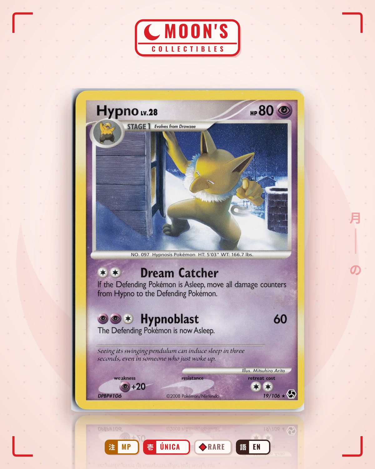 Carta Pokémon Hypno · Great Encounters #19/106 (MP) — pieza única en Moon's Collectibles México