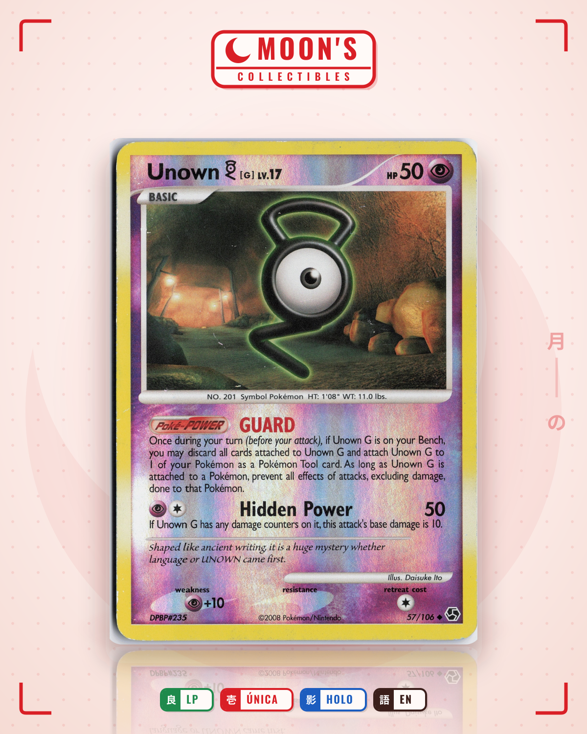 Carta Pokémon Unown [G] · Great Encounters #57/106 (LP) — pieza única en Moon's Collectibles México