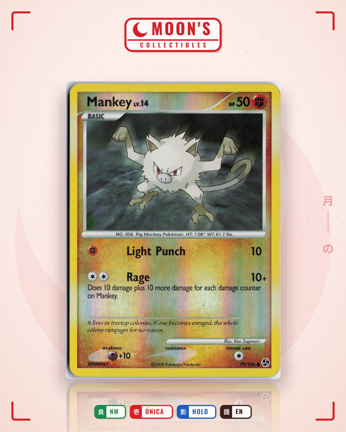 Carta Pokémon Mankey · Great Encounters #79/106 (NM) — pieza única en Moon's Collectibles México