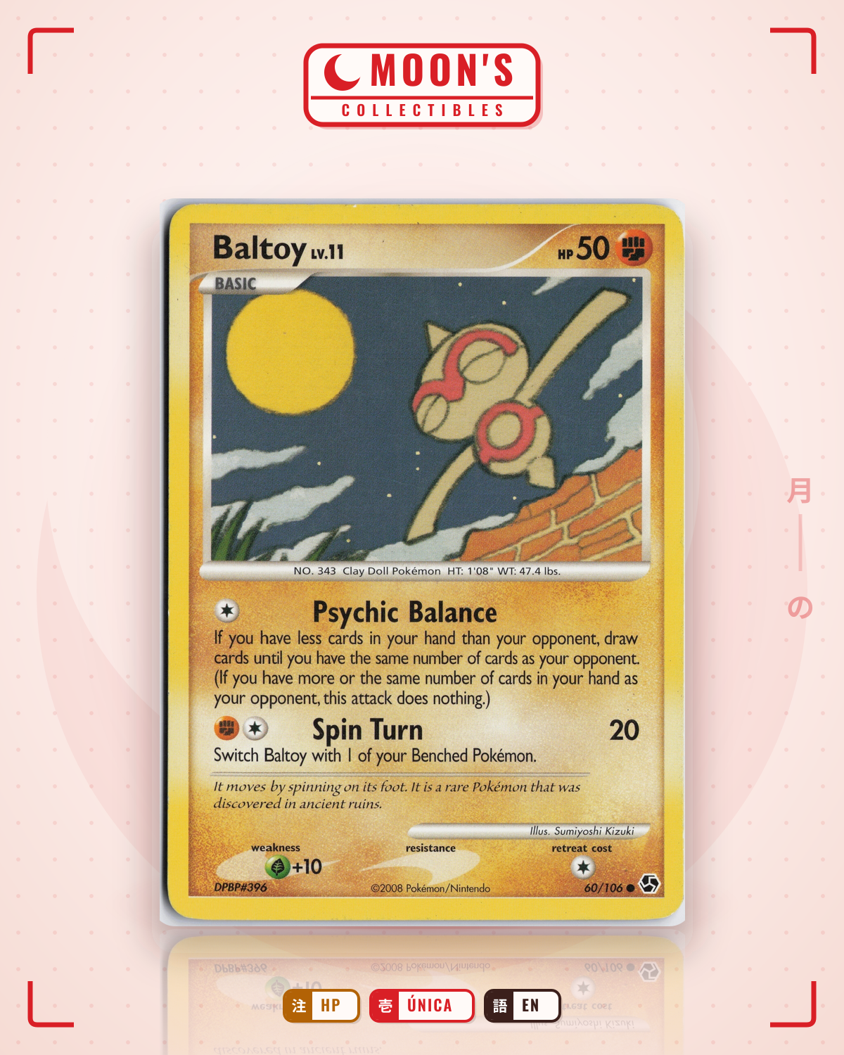 Carta Pokémon Baltoy · Great Encounters #60/106 (HP) — pieza única en Moon's Collectibles México