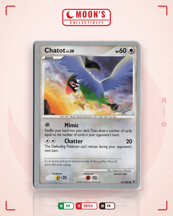 Carta Pokémon Chatot · Majestic Dawn #55/100 (NM) — pieza única en Moon's Collectibles México