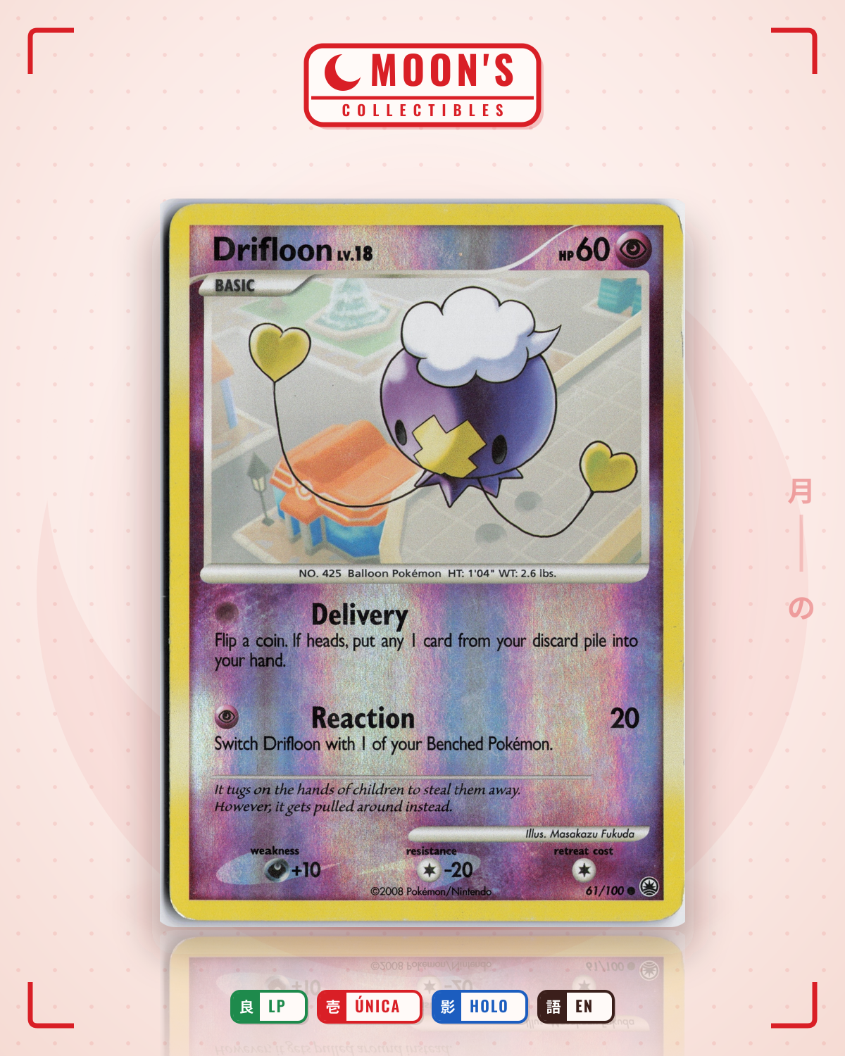 Carta Pokémon Drifloon · Majestic Dawn #61/100 (LP) — pieza única en Moon's Collectibles México
