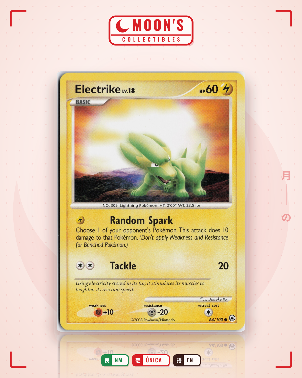 Carta Pokémon Electrike · Majestic Dawn #64/100 (NM) — pieza única en Moon's Collectibles México