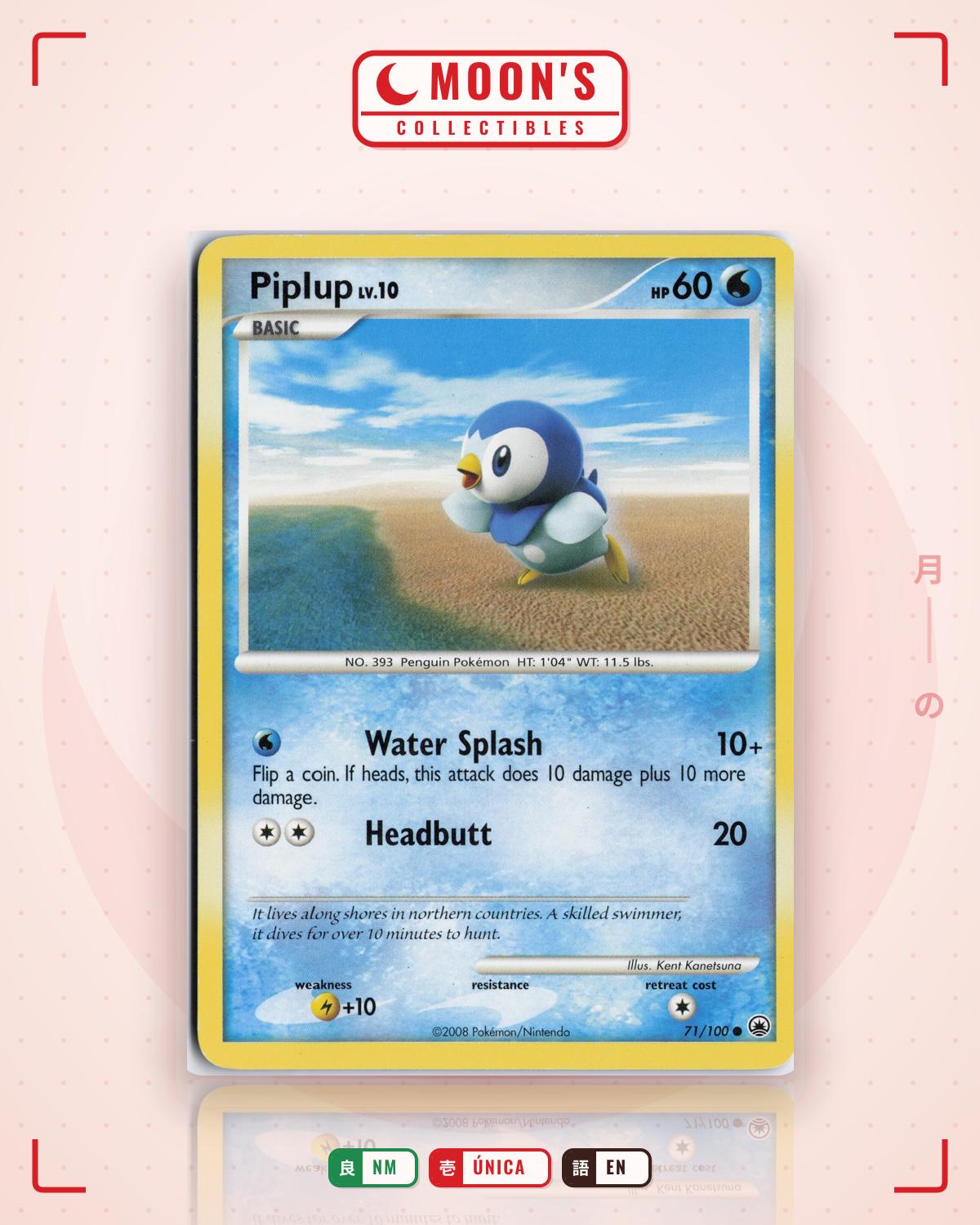 Carta Pokémon Piplup · Majestic Dawn #71/100 (NM) — pieza única en Moon's Collectibles México
