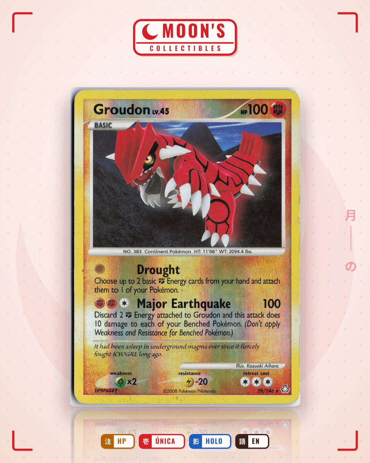 Carta Pokémon Groudon · Legends Awakened #29/146 (HP) — pieza única en Moon's Collectibles México