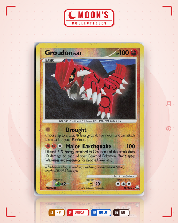 Carta Pokémon Groudon · Legends Awakened #29/146 (HP) — pieza única en Moon's Collectibles México