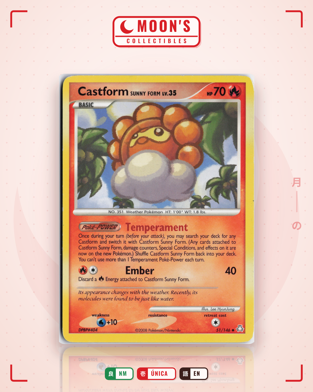 Carta Pokémon Castform Sunny Form · Legends Awakened #51/146 (NM) — pieza única en Moon's Collectibles México