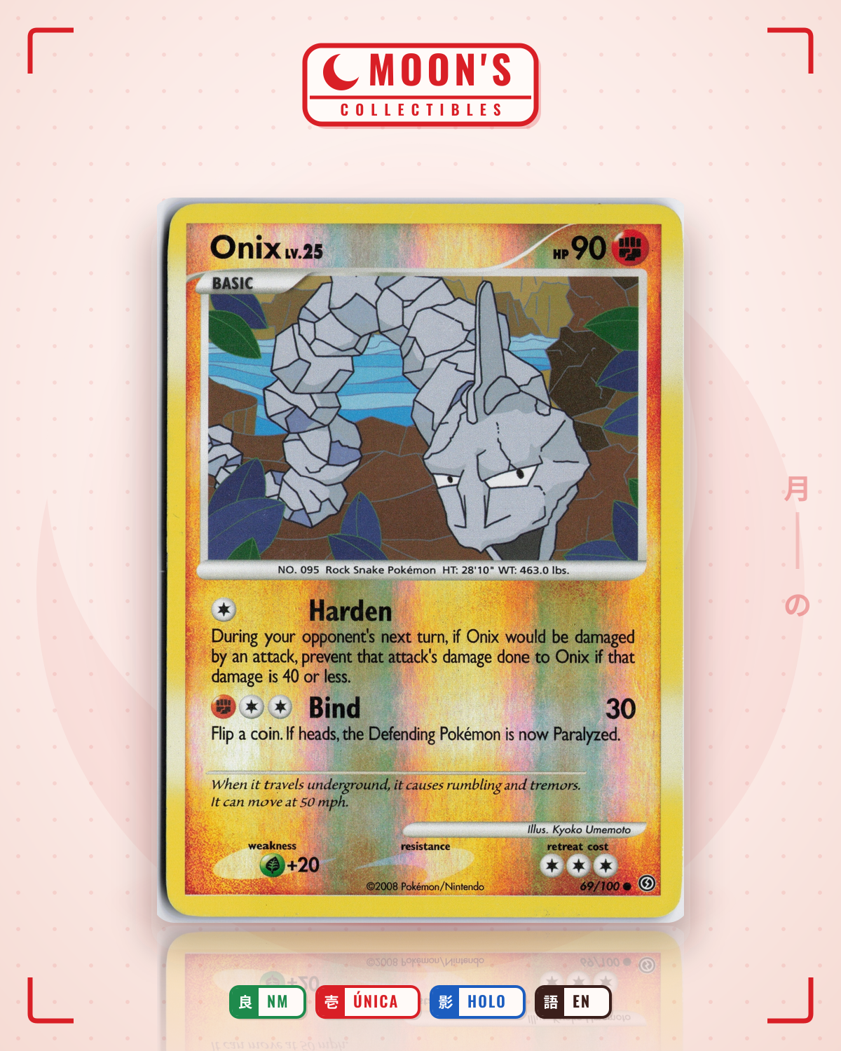 Carta Pokémon Onix · Stormfront #69/100 (NM) — pieza única en Moon's Collectibles México