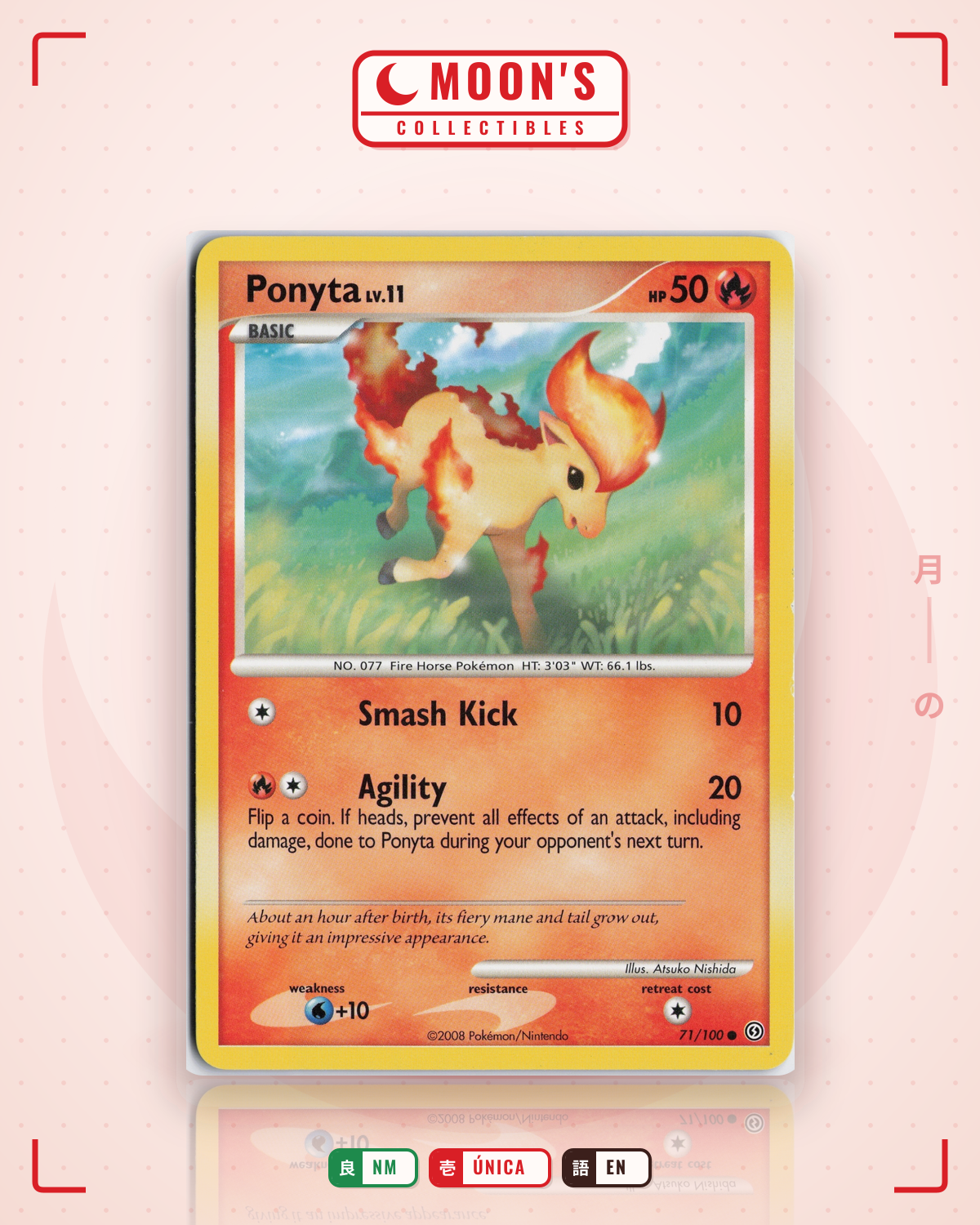 Carta Pokémon Ponyta · Stormfront #71/100 (NM) — pieza única en Moon's Collectibles México
