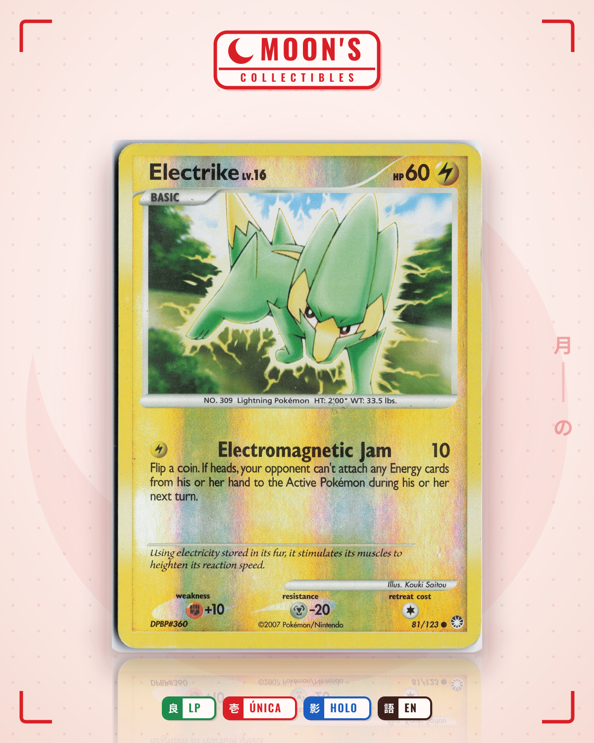 Carta Pokémon Electrike · Mysterious Treasures #81/123 (LP) — pieza única en Moon's Collectibles México