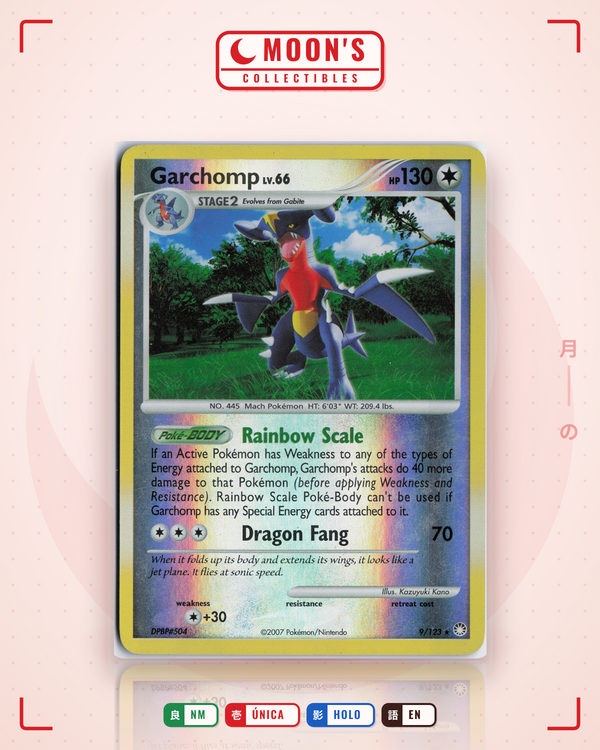 Carta Pokémon Garchomp · Mysterious Treasures #9/123 (NM) — pieza única en Moon's Collectibles México