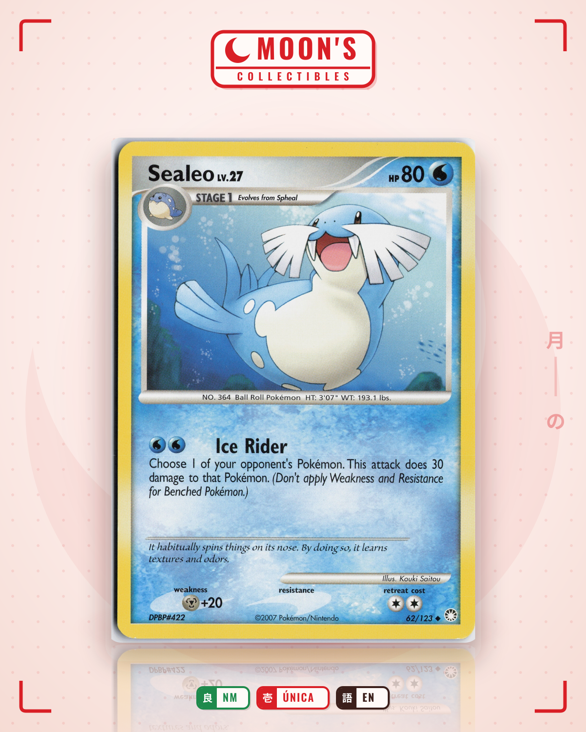 Carta Pokémon Sealeo · Mysterious Treasures #62/123 (NM) — pieza única en Moon's Collectibles México