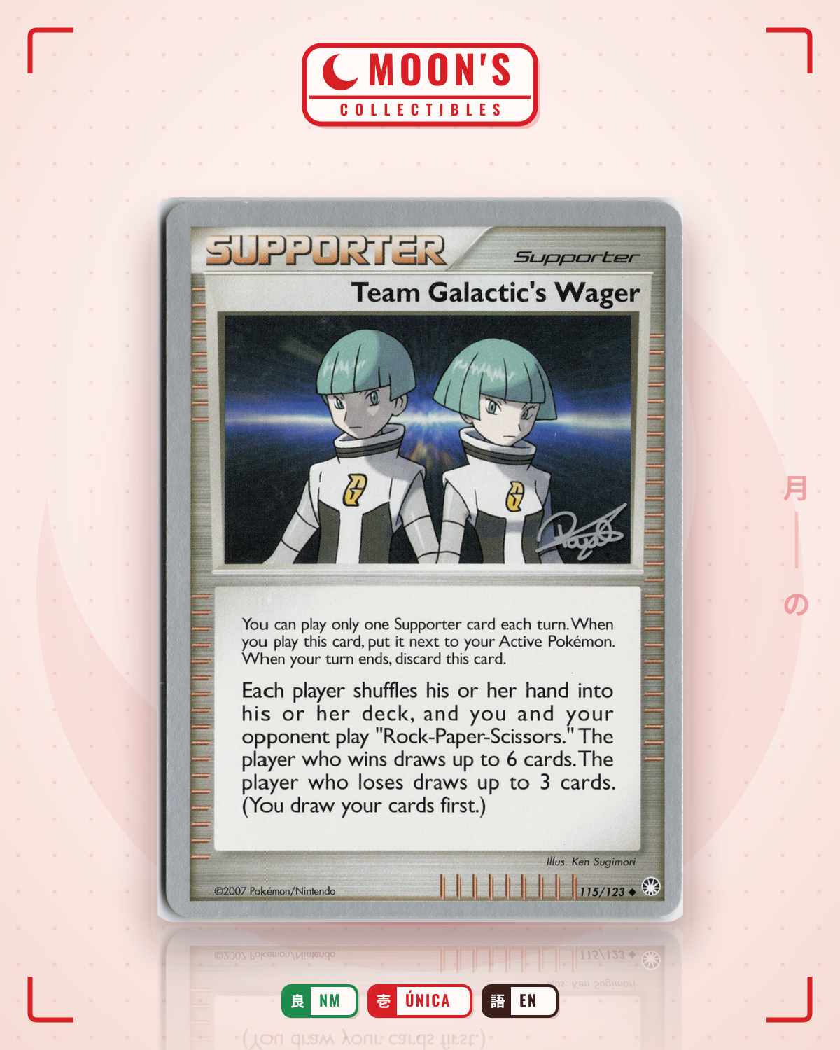 Carta Pokémon Team Galactic's Wager · Mysterious Treasures #115/123 (NM) — pieza única en Moon's Collectibles México
