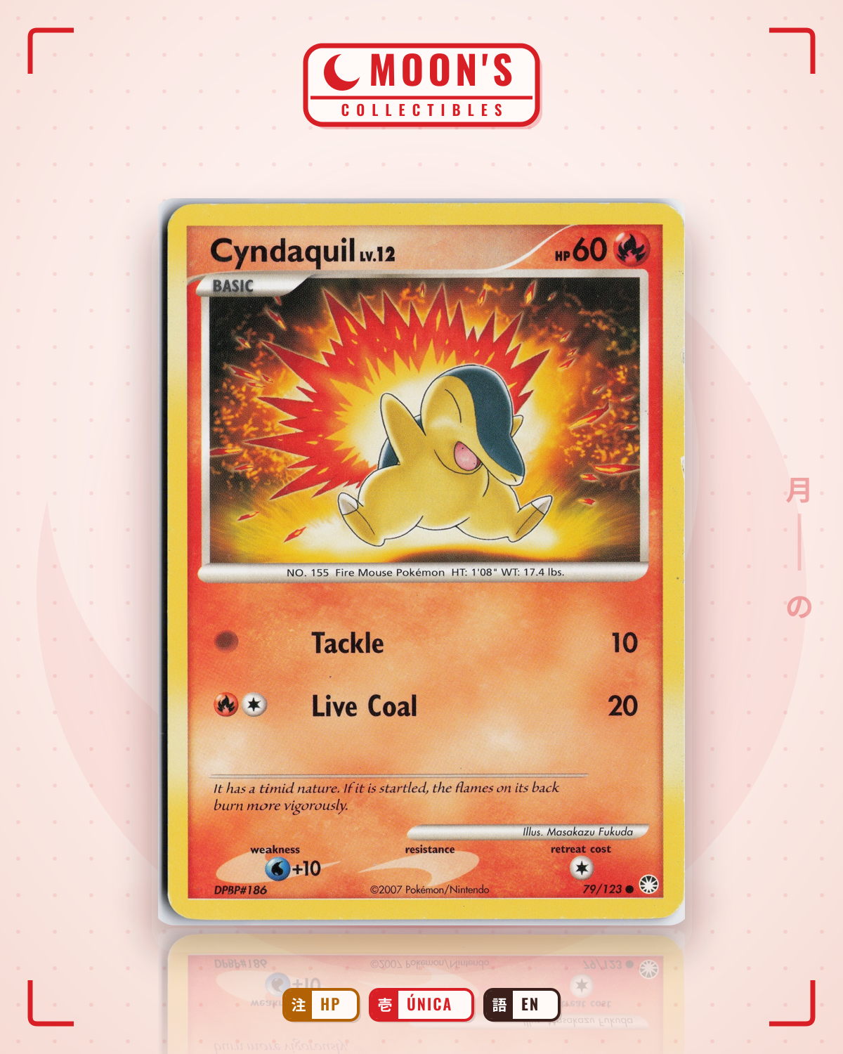 Carta Pokémon Cyndaquil · Mysterious Treasures #79/123 (HP) — pieza única en Moon's Collectibles México
