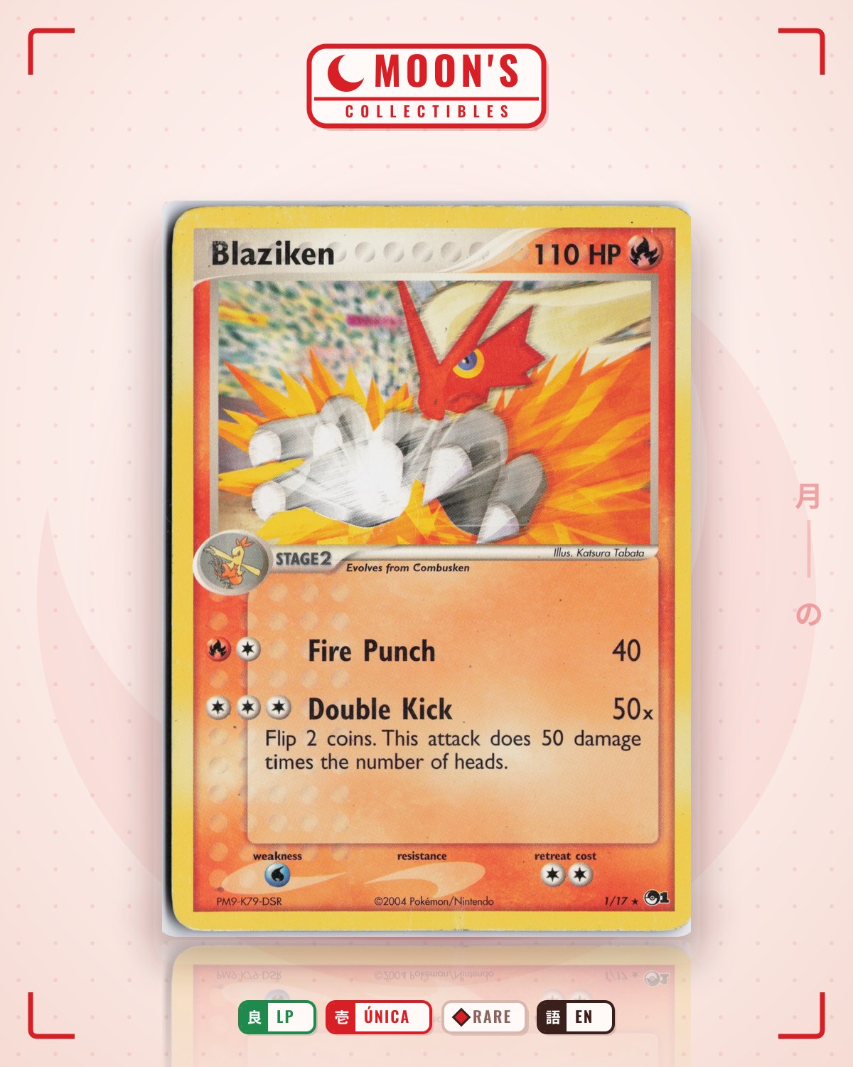 Carta Pokémon Blaziken · POP Series 1 #1/17 (LP) — pieza única en Moon's Collectibles México