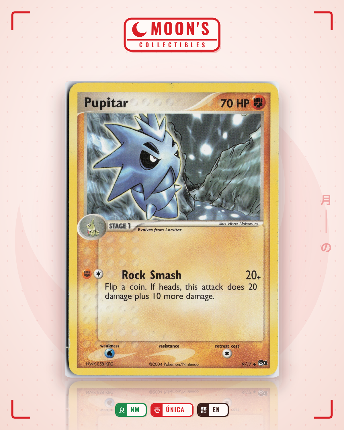 Carta Pokémon Pupitar · POP Series 1 #9/17 (NM) — pieza única en Moon's Collectibles México