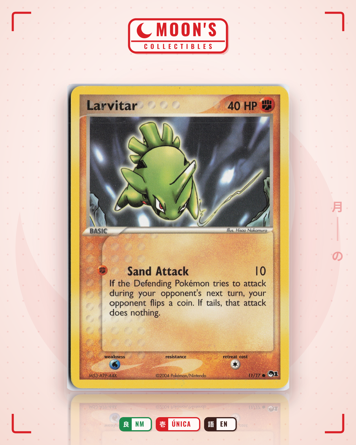 Carta Pokémon Larvitar · POP Series 1 #11/17 (NM) — pieza única en Moon's Collectibles México